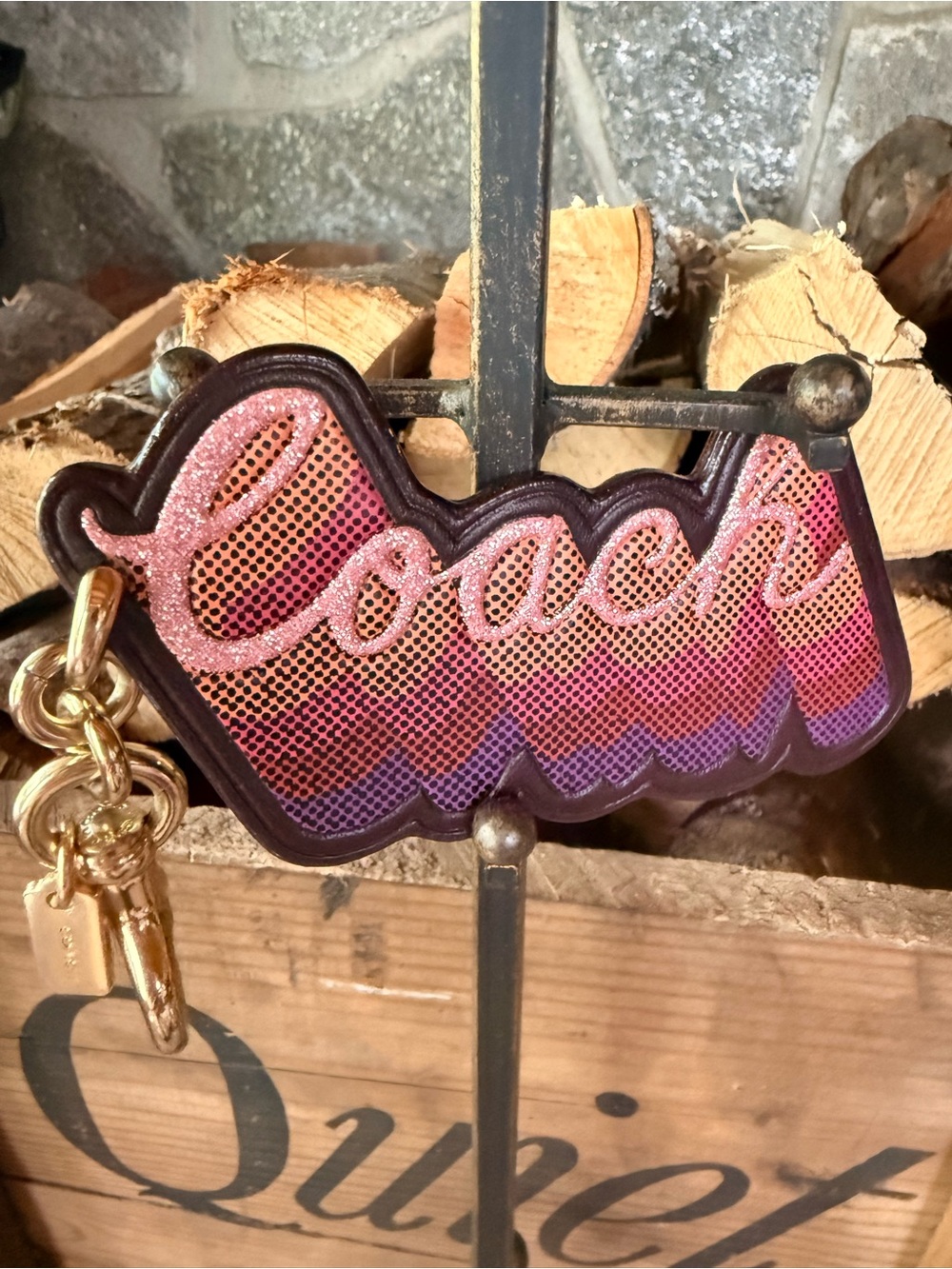 Coach Retro Script Glitter Bag Charm